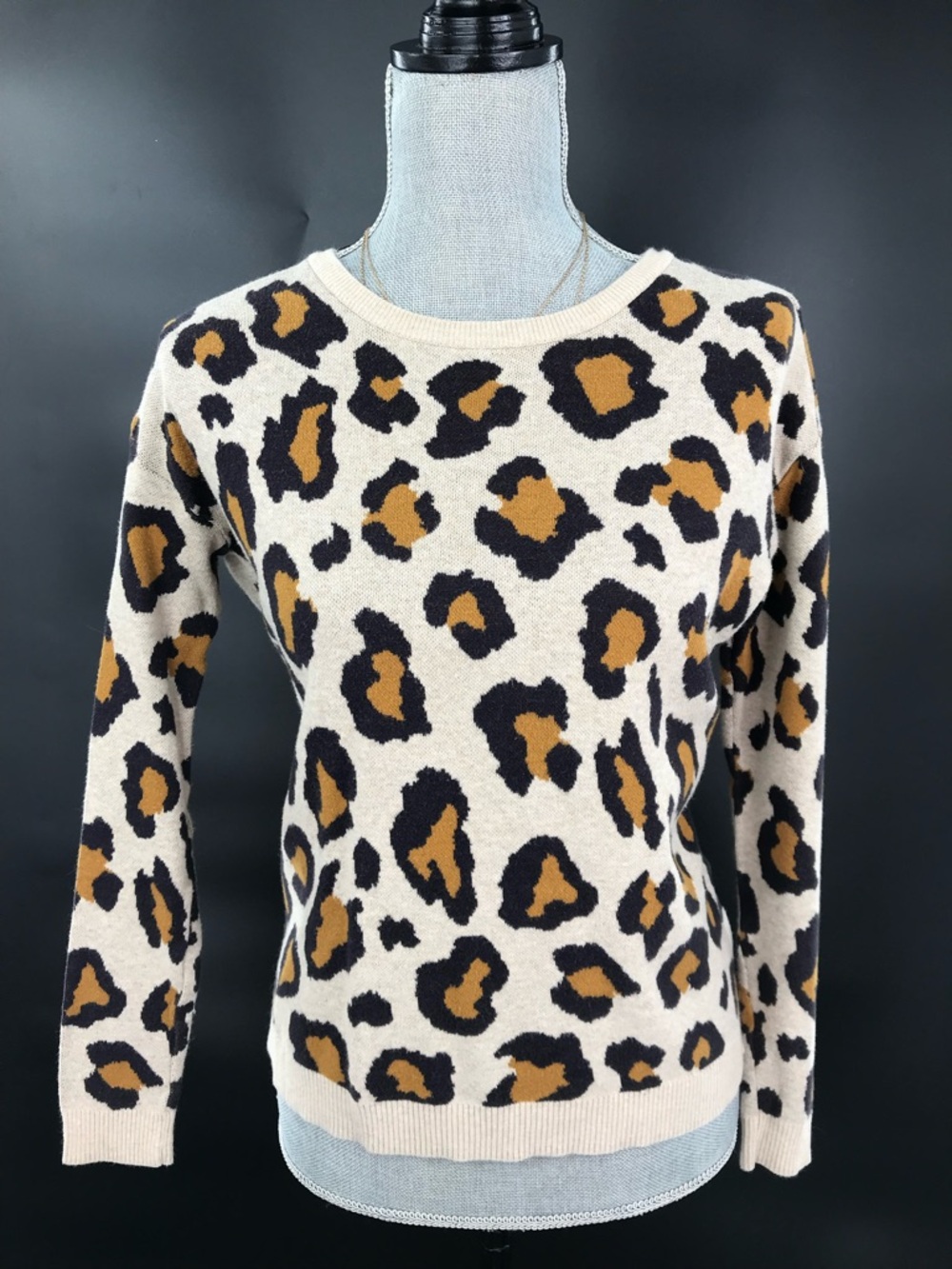H&M Leopard Print Crewneck Sweater - Cream, Brown & Black
